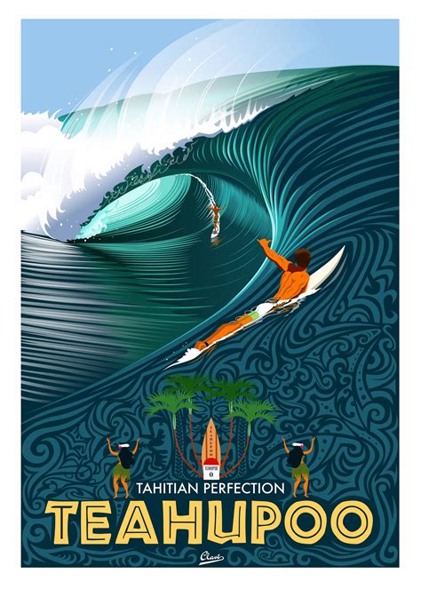 Vintage Illustration Travel Poster By Damien Clavé Art Du Surf
