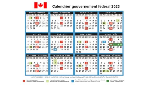 Calendrier Gouvernement Fédéral 2023 Les Jours Fériés Payés