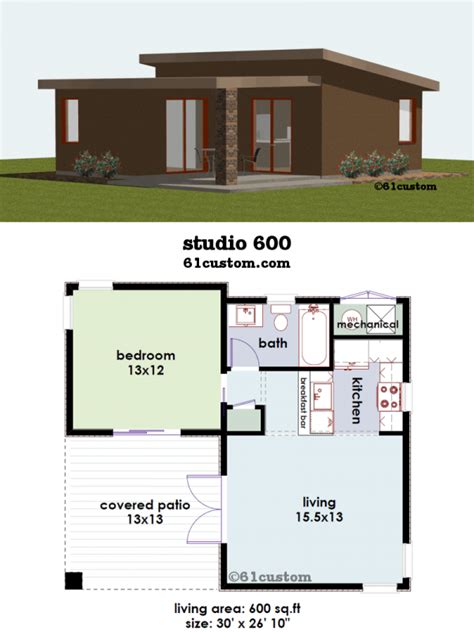 Studio600 Small House Plan 61custom Contemporary Modern House Plans