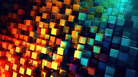 Digital Image Of Rainbow Cubes Wallpaper Background 3d Illustration