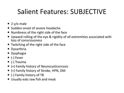 Salient Features Subjective