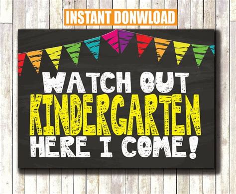 Kindergarten Photo Sign Here I Come Instant Download Printable