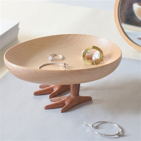 Cute Goose Or Chick Feet Bowl Solid Wood Quirky Design Apollobox
