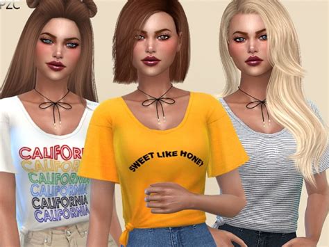 The Sims Resource Knotted Everyday T Shirts 02 By Pinkzombiecupcakes