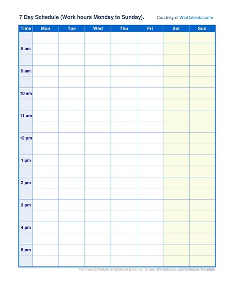 免费 Blank Scheduling Calendar 样本文件在