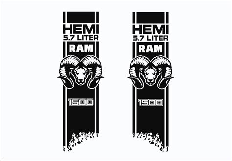 DODGE RAM HEMI 5 7L 6 4L 2x Decals For 1500 2500 3500 Vinyl Body Stripe