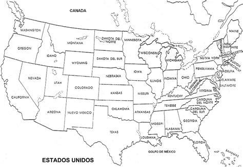 Mapa De Estados Unidos De América Con Nombres Para Colorear Colorea
