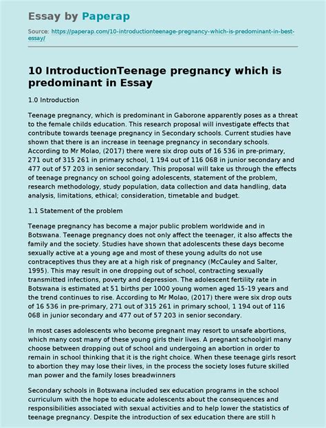 teenage pregnancy in gaborone a threat to girls free essay example