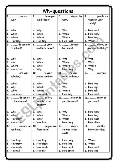 Wh Question Esl Worksheet By Samanthia