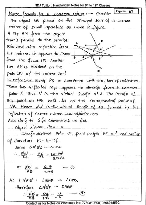 Ray Optics Handwritten Notes For Class 12th Physics