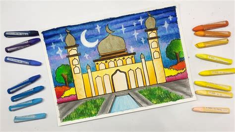 Menggambar Dan Mewarnai Gradasi Masjid Youtube