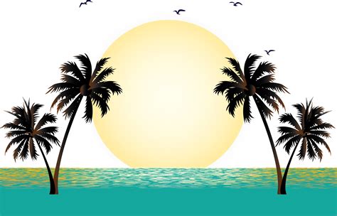 Beach Sunset Vector at GetDrawings | Free download png image