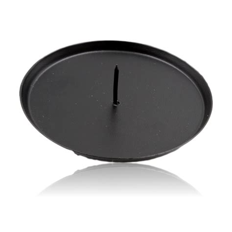 Black Round Metal Spike Candle Holder Pillar Candle Plate 10cm Dia