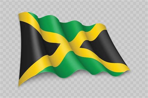 Premium Vector 3d Realistic Waving Flag Of Jamaica