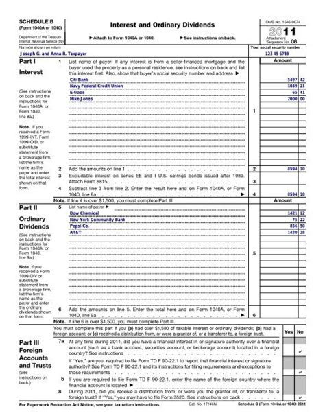 Schedule B 1040 Fillable Form Printable Forms Free Online