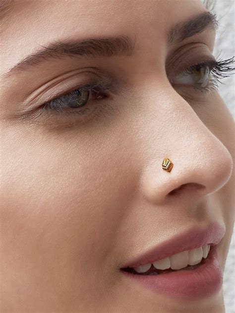 Buy Gold Plated Silver Contemporary Nose Pin Online At Theloom Beauty