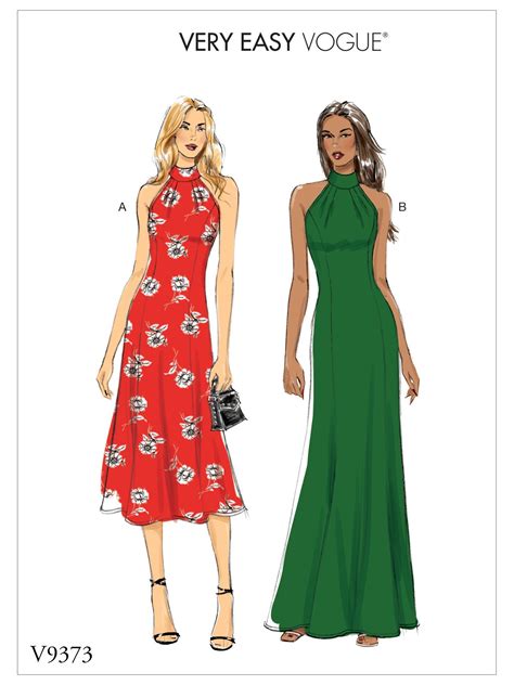 Vogue Womens Halterneck Dress Sewing Pattern 9373 Halterneck Dress