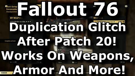 Fallout 76 New Duplication Glitch After Patch 20 Dupe Legendary