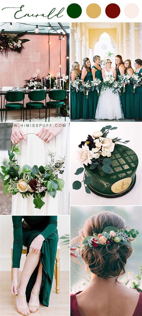 14 Dark Green Emerald Wedding Colors And Palettes Emerald Wedding