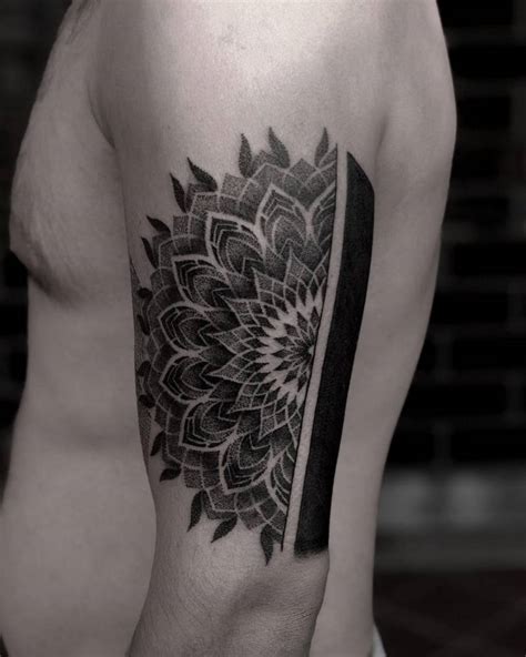 Half Mandala Tattoo On The Upper Arm