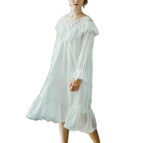 Womens Victorian Nightgown Vintage Sleepwear Lace Robe Chemise Lounge