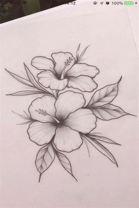 Hibiskusblüte A3 A4 A5 Illustration Zeichnung Blumendruck