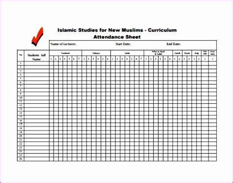 10 Attendance Spreadsheet Template Excel Excel Templates