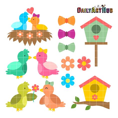 Love Birds Clip Art Set Daily Art Hub Graphics Alphabets And Svg