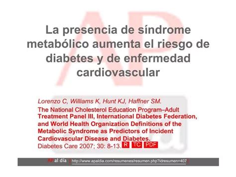 PPT La Presencia De S Ndrome Metab Lico Aumenta El Riesgo De Diabetes