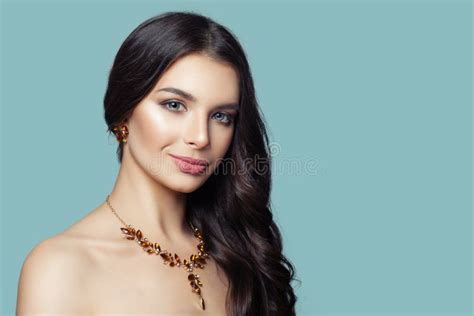 Glamorous Jewelry Model Perfect Brunette Woman Stock Photo Image Of