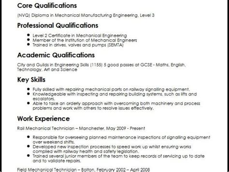 Resume Format For Railway Job Mechanical Technician Cv Sample