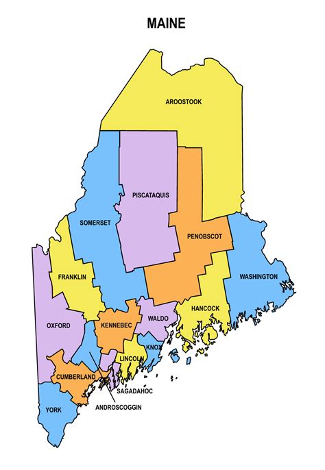 Maine County Map Editable And Printable State County Maps