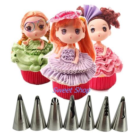 bico russo para decoração de bolos e doces kit com 7 peças bicos de confeitar decorações de