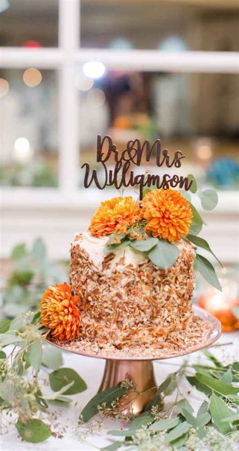 Wedding cake four tier cake wedding cake. Single tier carrot wedding cake with orange florals ...