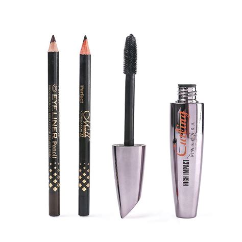 Menow Brand Thick Mascara Set With T Two Pencil Black Brown Combination Natural Curly