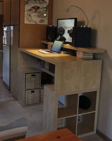 Hacked Ikea Expedit Standing Desk With Built In Look This Is By Far