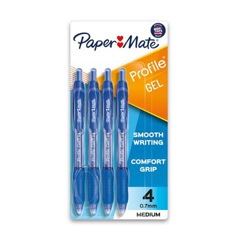 paper mate gel pen profile retractable pen 0 7mm blue 4 count