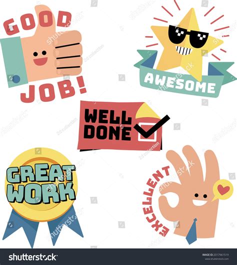 Job Great Job Stickers Logo School Stock Vector Royalty Free
