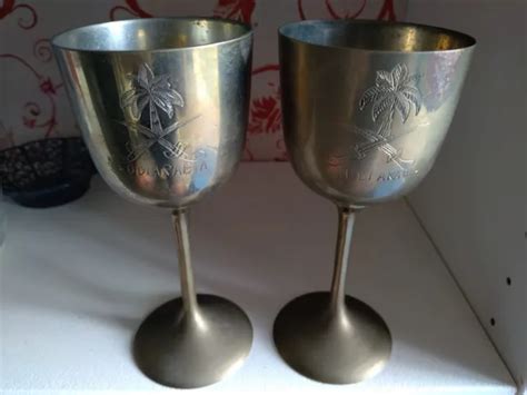 Two Vintage Etched Saudi Arabian Brass Wine Glasses 14 99 Picclick