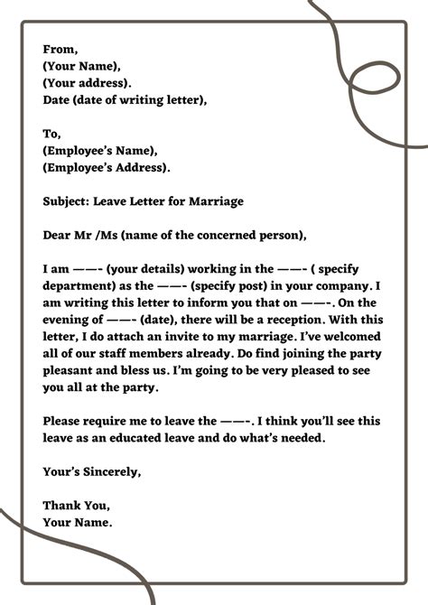 Leave Application For Marriage Sample Letter For How To Write A