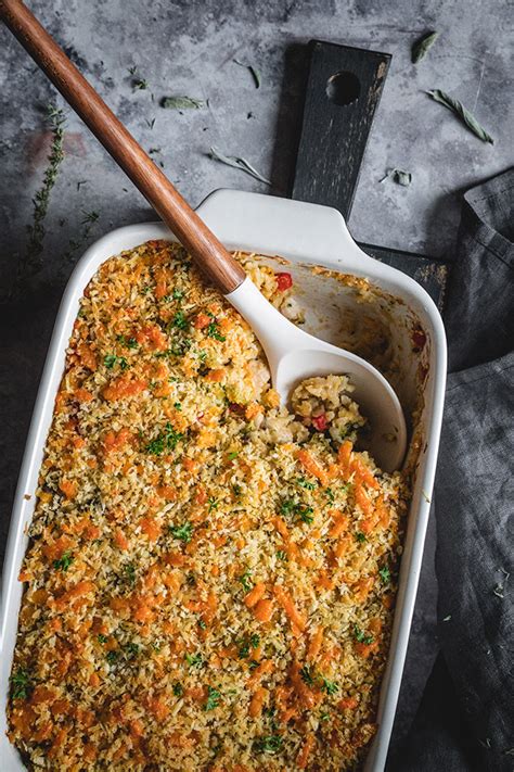 Healthy Chicken And Brown Rice Casserole With Vegetables