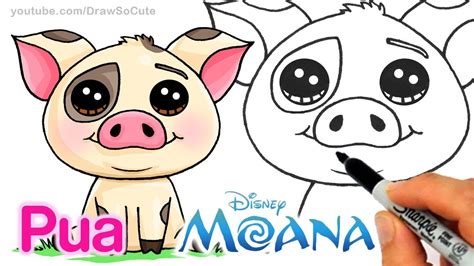 How To Draw Moana Pua Pig Step By Step Cute And Easy Disney Movie