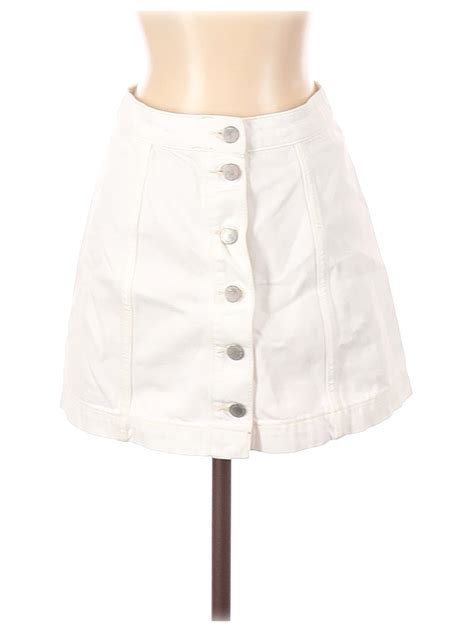 Topshop Women White Denim Skirt 4 Ebay