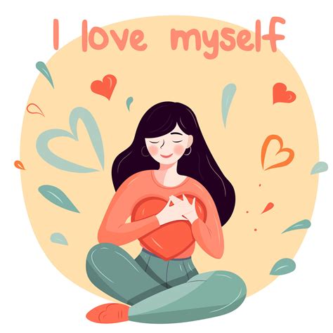 Self Love An Love Yor Body Concept The Girl Hugs Herself And Presses