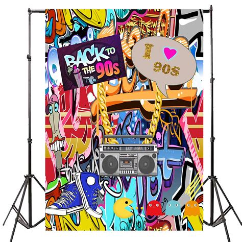 Mehofoto Back To The 90s Backdrop Graffiti Wall Hip Pop Photography