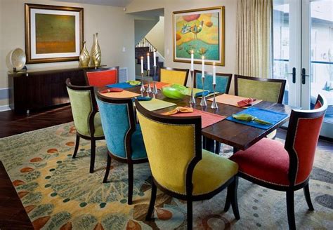 Set of vector interior design rooms in line colorful style. Interior and aRt Files: Multi Color Dining Chairs ...