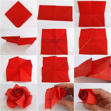 Man nehme ein genau quadratisches stück papier, hier habe ich zur verdeutlichung von. Origami Rose Anleitung - bastelideen, DIY - ZENIDEEN ...