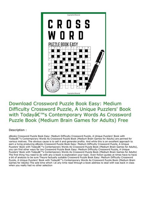 Funster crossword puzzle book for adults 101 large print. Download Crossword Puzzle Book Easy: Medium Difficulty ...