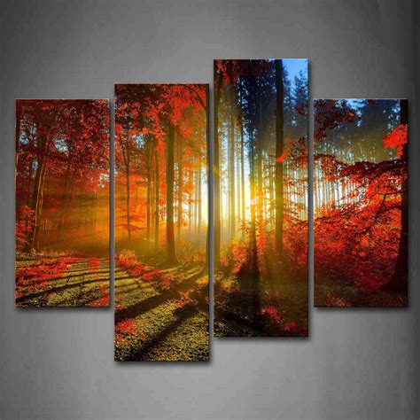 Framed Wall Art Pictures Mud Road Forest Lines Canvas Print Landscape