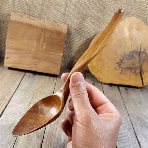 Hand Carved Wooden Cherry Eating Spoon For Everyday Use Etsy